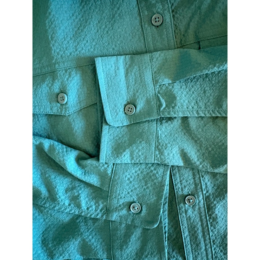 Eddie Bauer Women XL Teal Green Ripstop Hiking Shirt Long Sleeve Ventilated Back - Picture 7 of 14